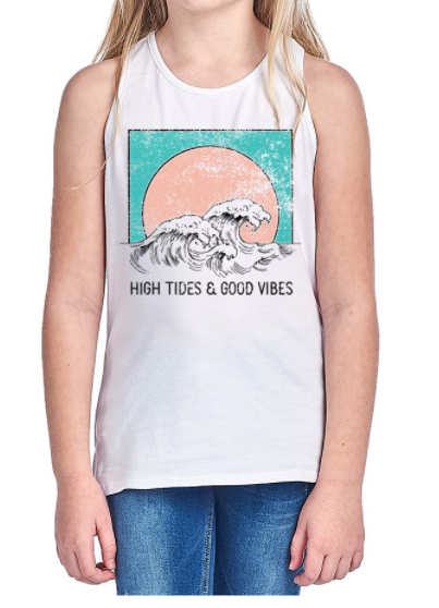 Kids High Tides and Good Vibes Graphic Tank - Mohebina laemeh